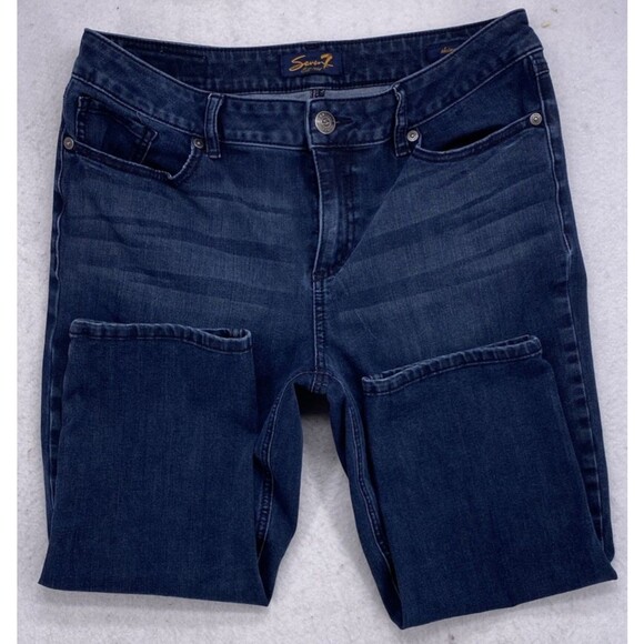 Seven7 Women's Skinny Cropped Jeans Size 14 Dark Wash Denim Stretch Capris - Picture 10 of 12